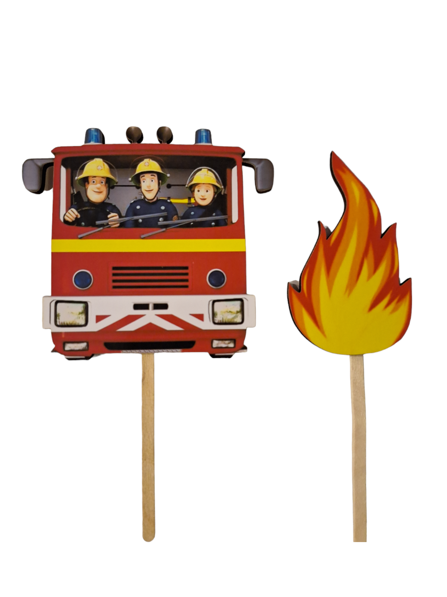 Drevený zápich hasiči a oheň set