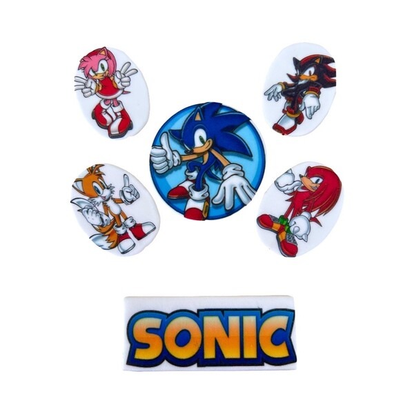 Cukrová sada zápichov ježko Sonic 6 ks