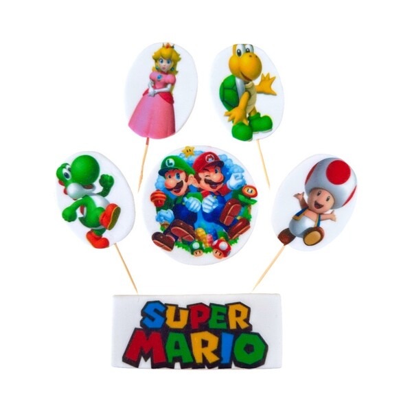 Cukrová sada zápichov Super Mario 6 ks